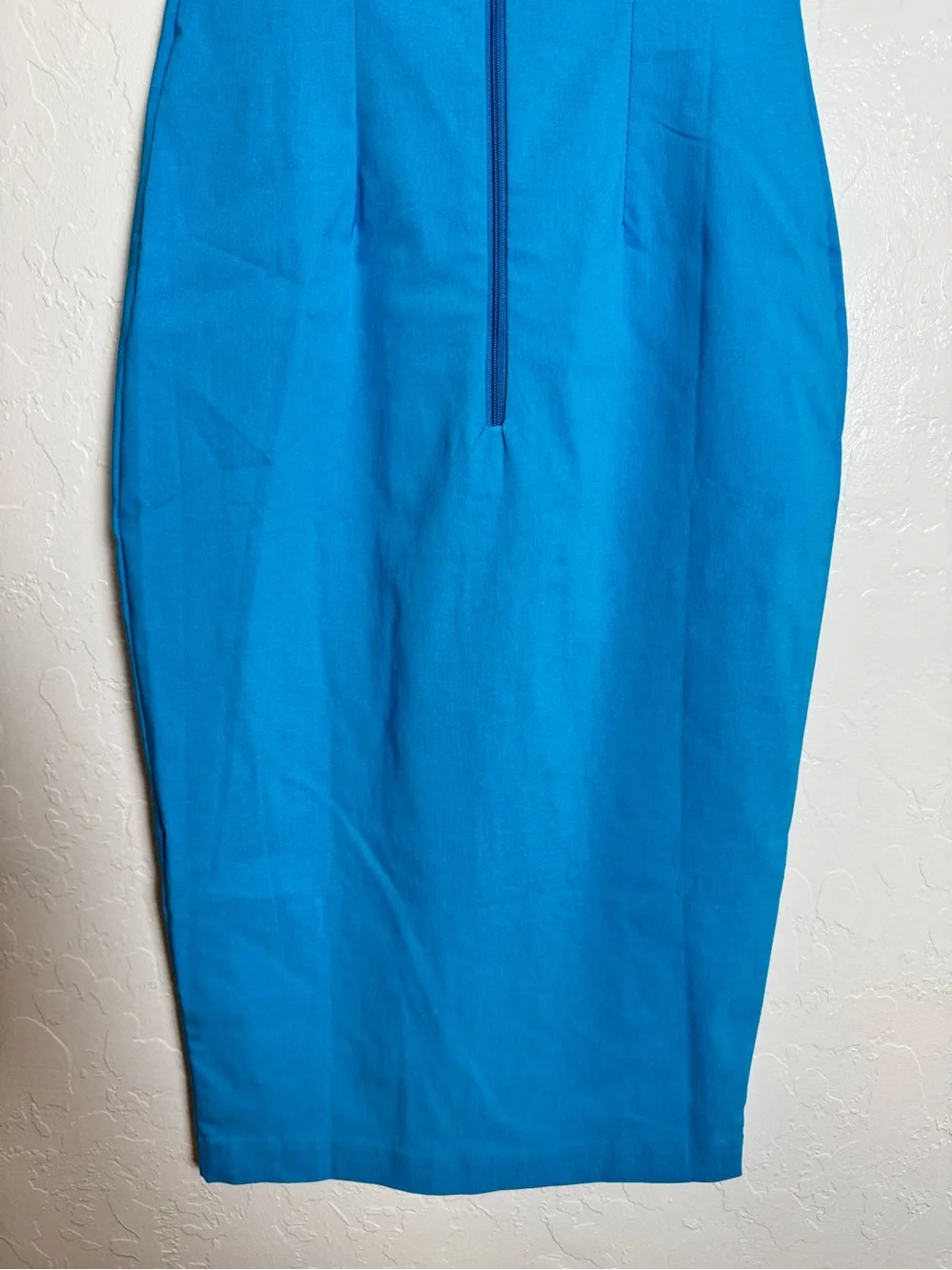 NWT Vesper Square Neck Bodycon Midi Dress Turquoise Blue US 4 - Picture 9 of 9